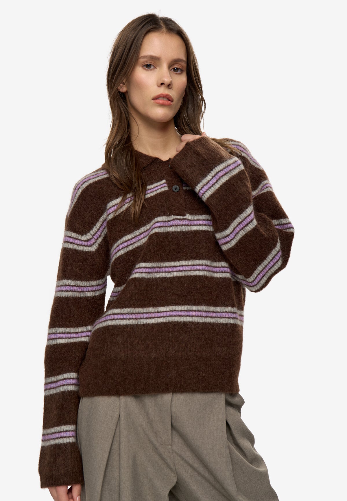 minimum female Ranni ls polo 4594 Jumper 1215 Shaved Chocolate