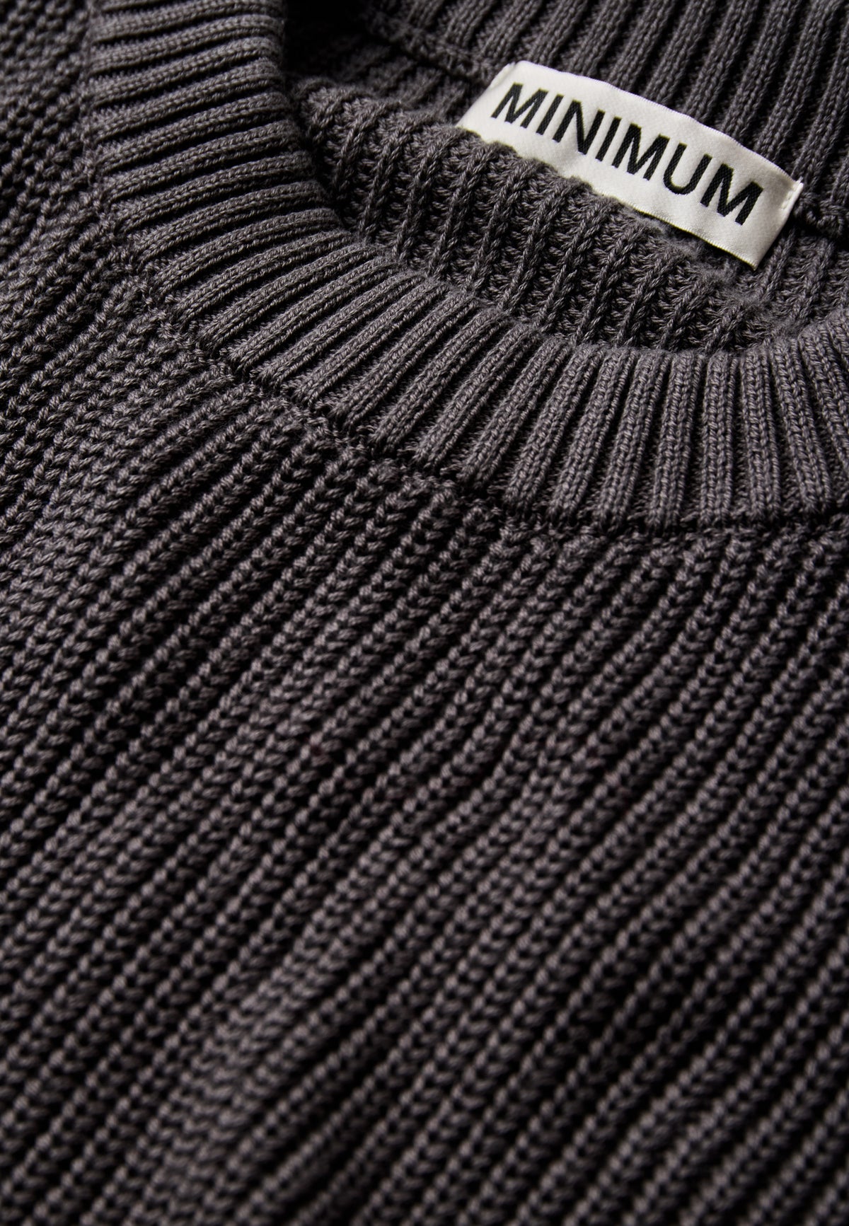 minimum male Rob basic knit sweater G006 GOTS Sweater 1912 Volcanic Ash