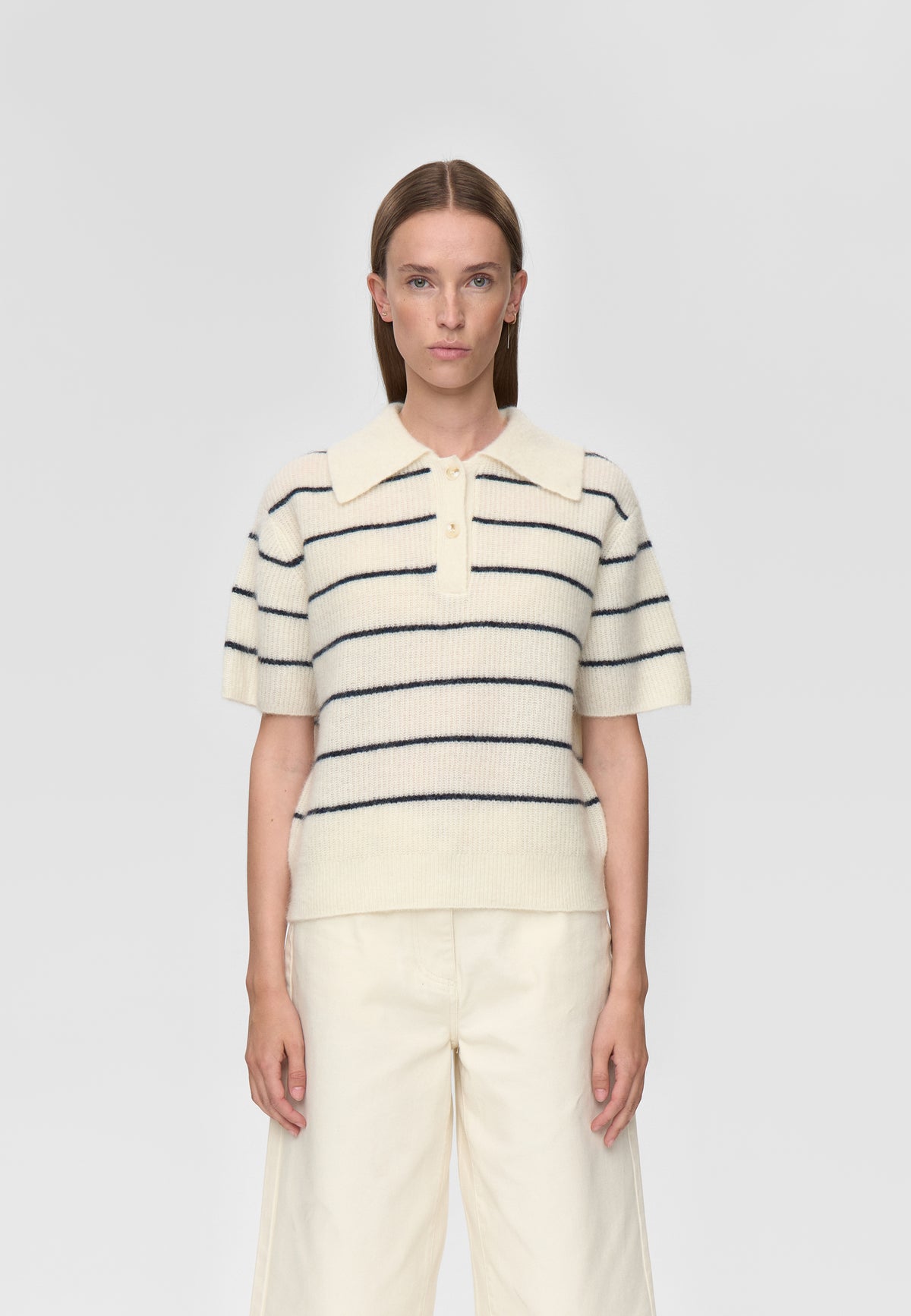 minimum female Ruth knit polo 4594 Jumper 0608 Coco Milk