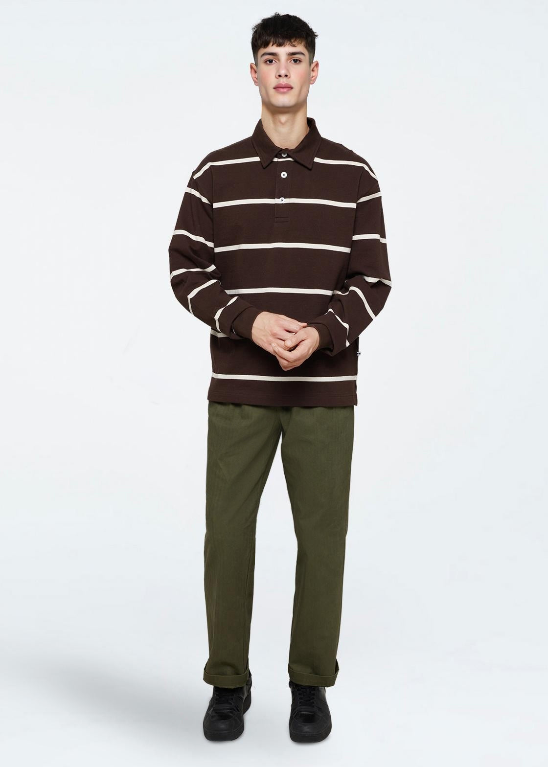 minimum male Tate rugby polo 4456 GOTS Polo 1914 Seal Brown