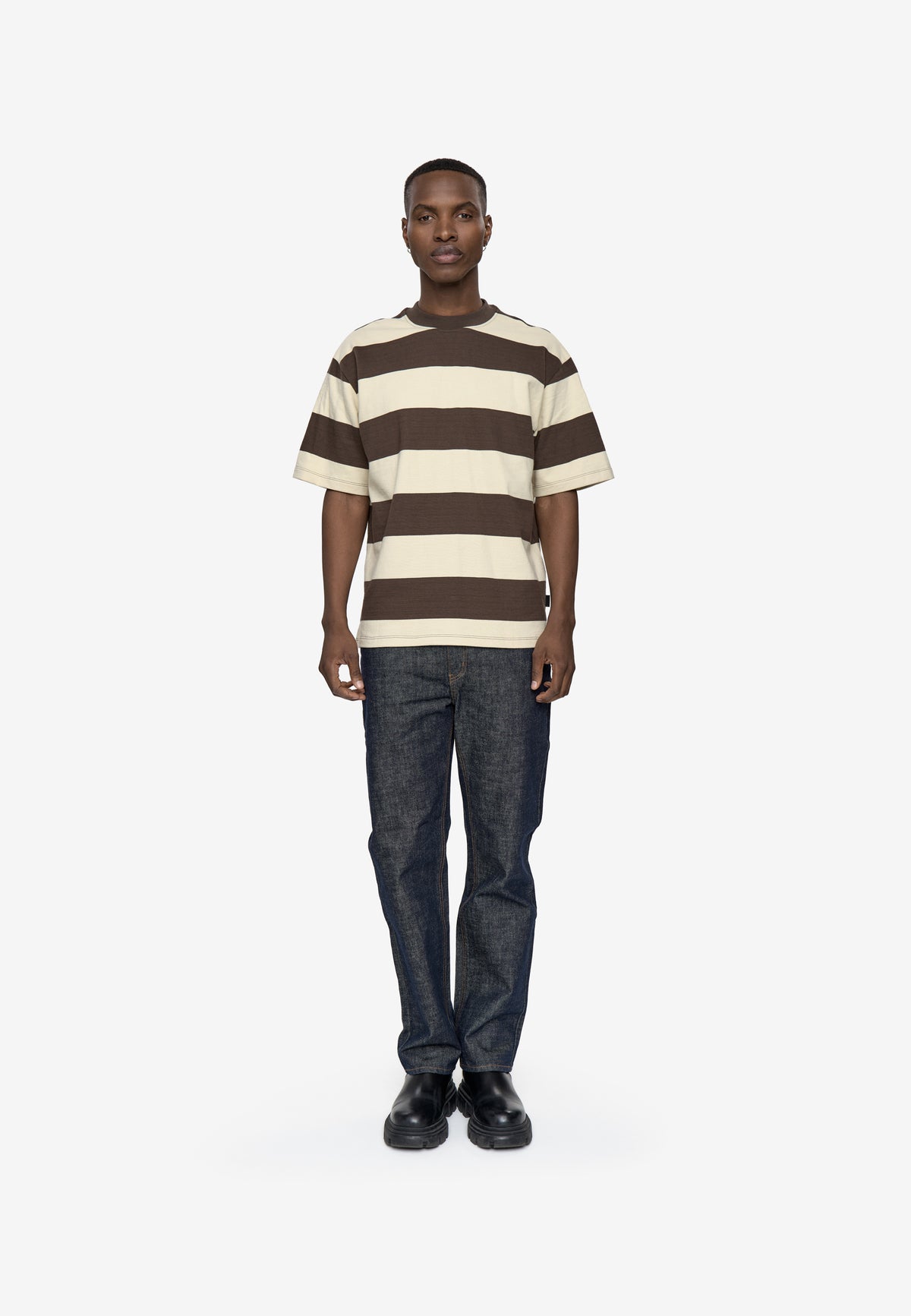 minimum male Terry rls YD strp ss tee 4607 Short Sleeved T-shirt 0812 Turkish Coffee
