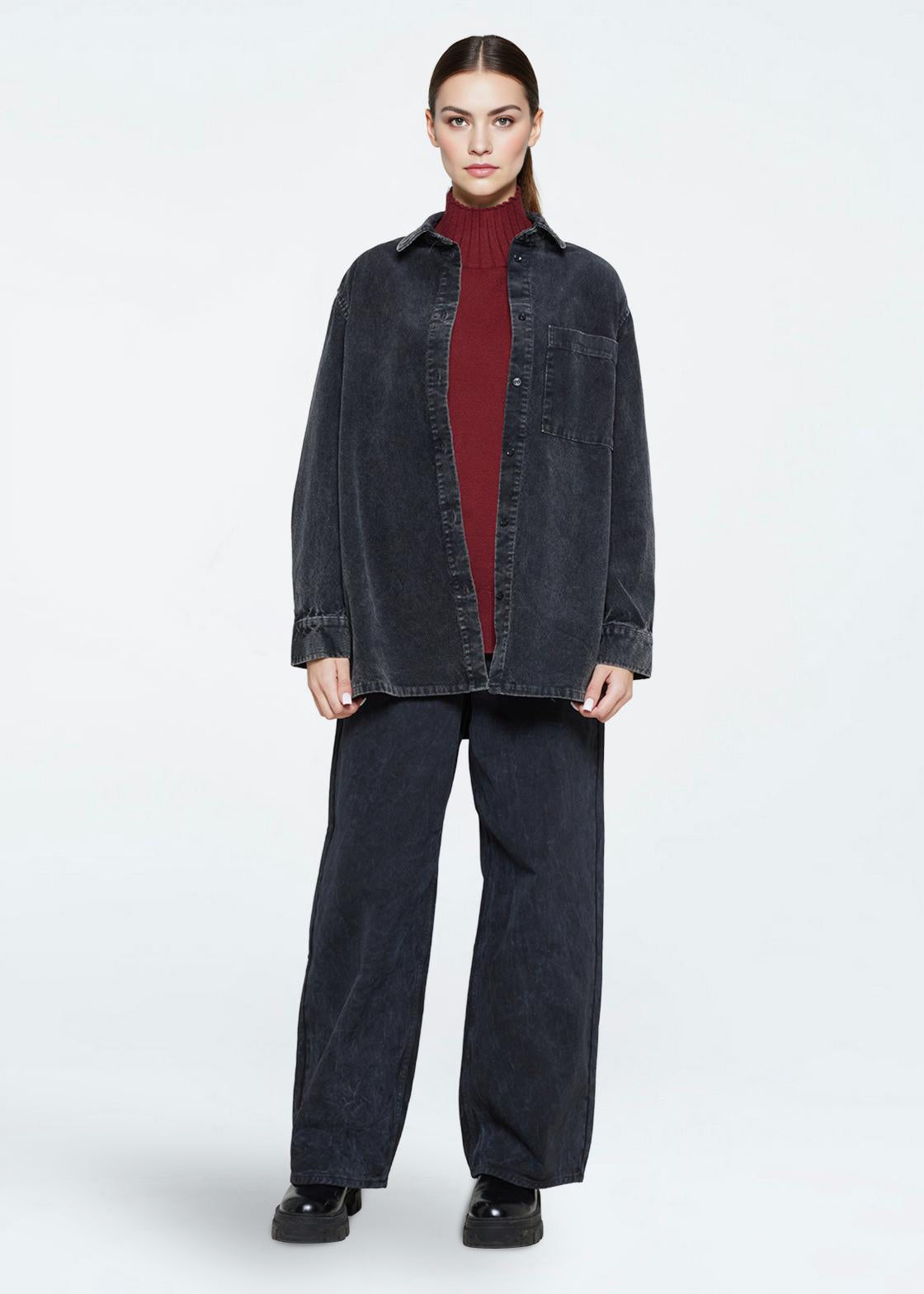 minimum female Aiyas corduroy 4356 Casual Pants 980 Dark Grey