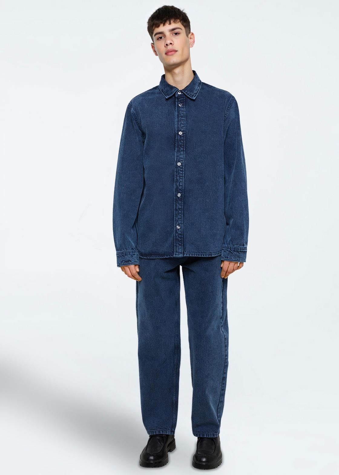 minimum male Douglas Denim Shirt 4386 Long Sleeved Shirt 4324 Legion Blue