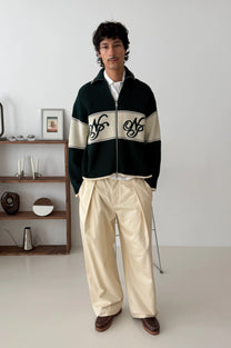 Voyage Knit Zip-Up Cardigan Green