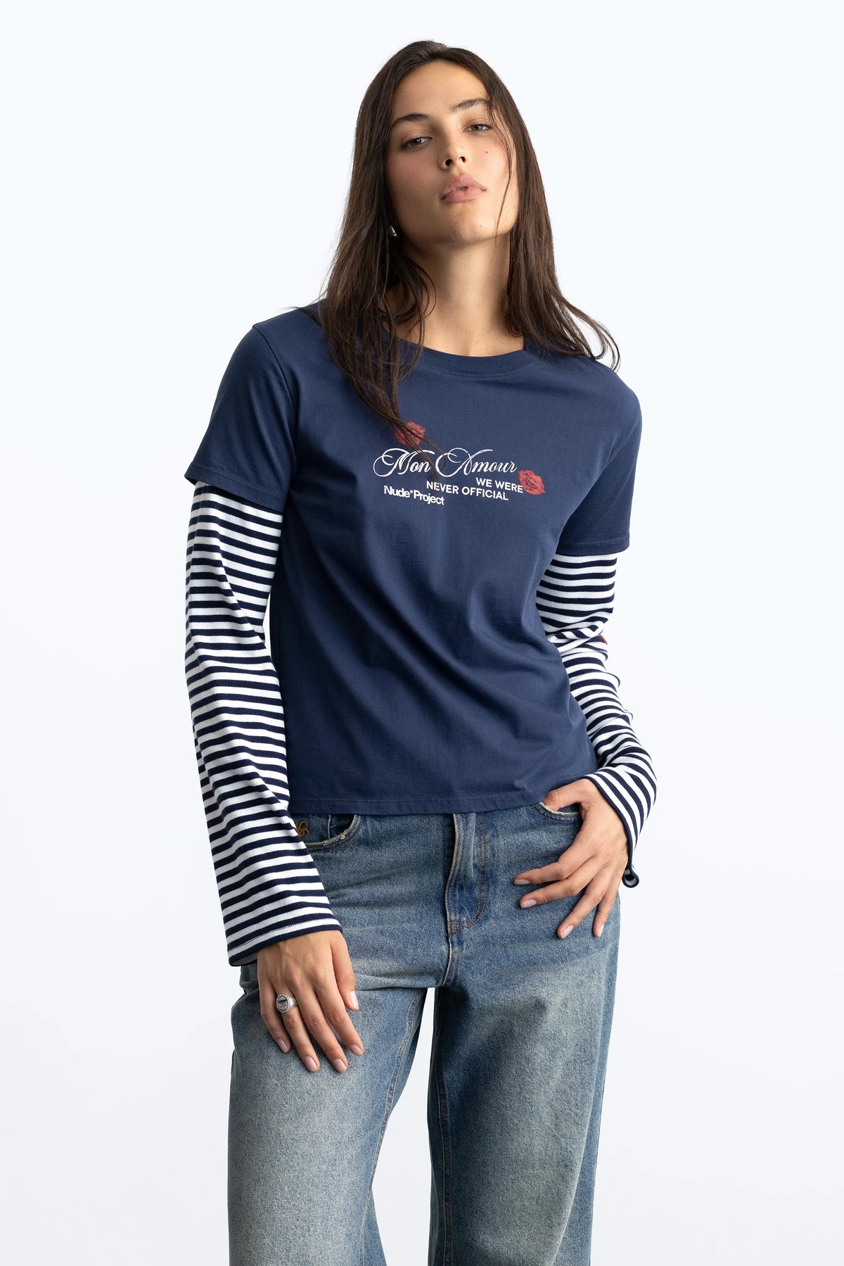 Britpop Double-Layer Long-Sleeve Tee