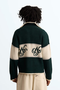 Voyage Knit Zip-Up Cardigan Green