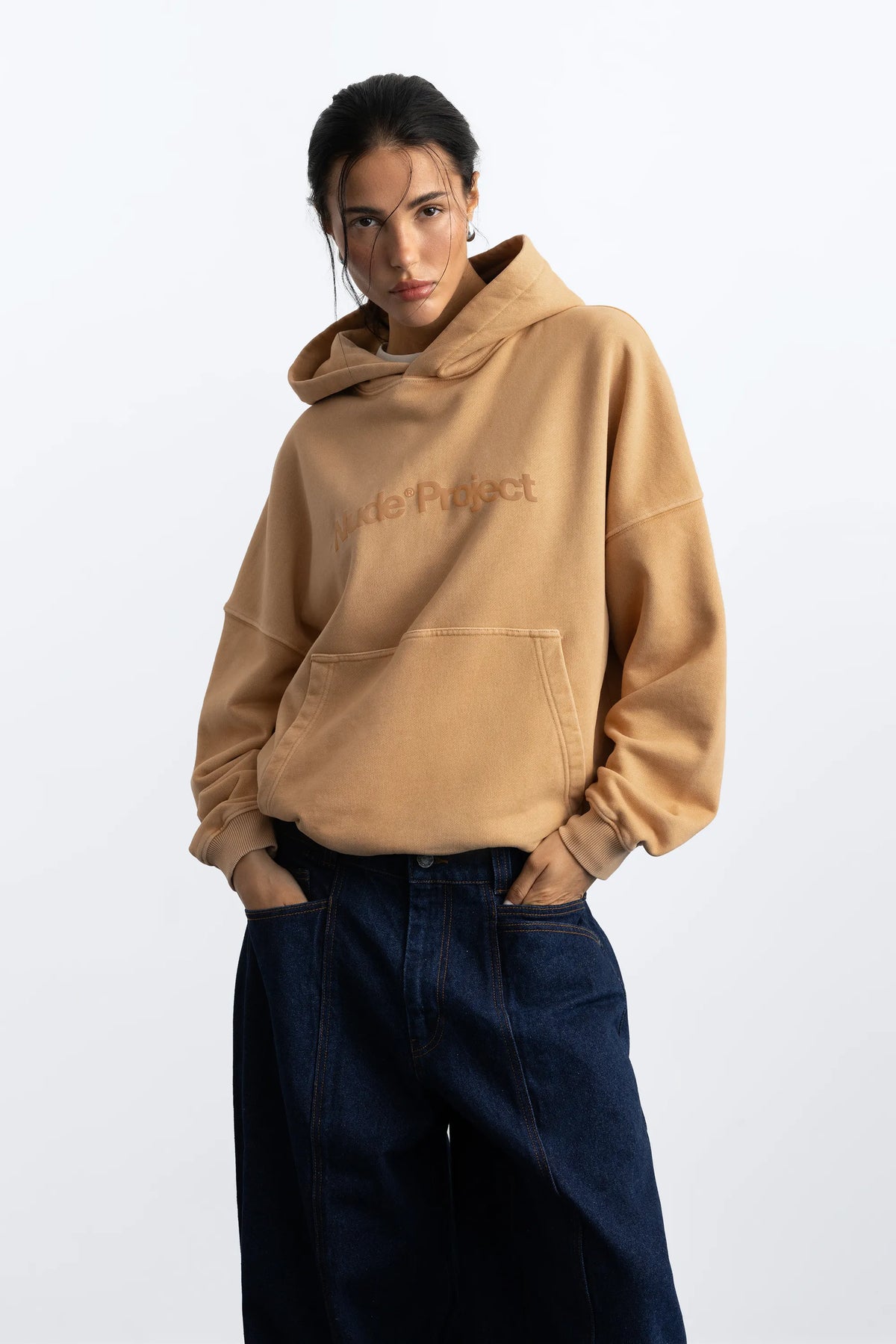Box Logo Hoodie Beige